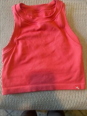 Women's Pink Ribbed Crop Tank Top